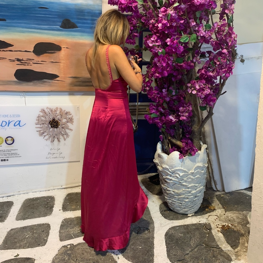 For Love & Lemons Isabella Ruffled Maxi Dress in Fuchsia Size M - Picture 13 of 16